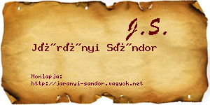 Járányi Sándor névjegykártya